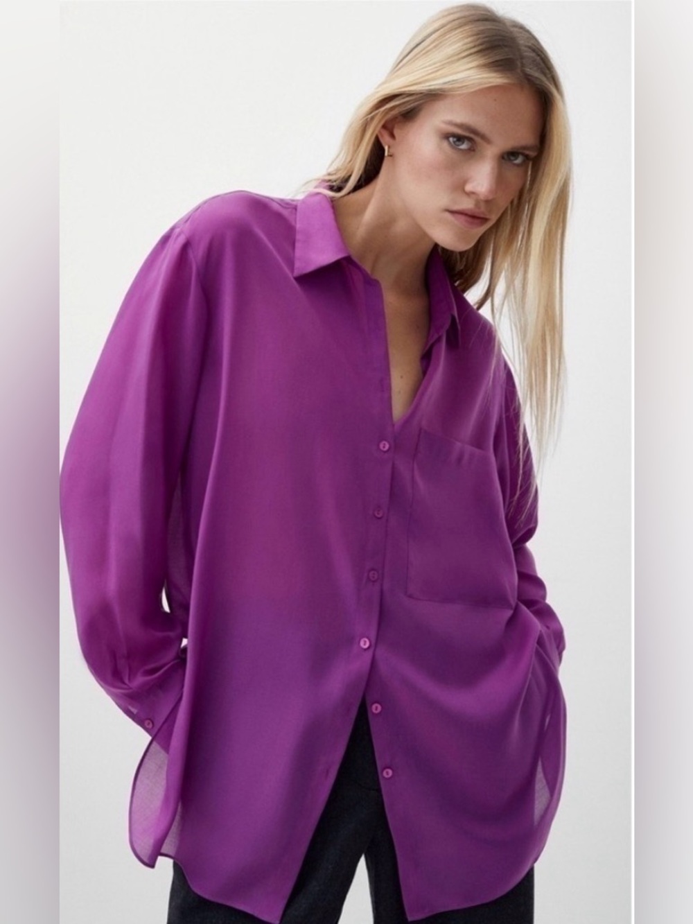 NWT Massimo Dutti Magenta Button Down Shirt (XS)